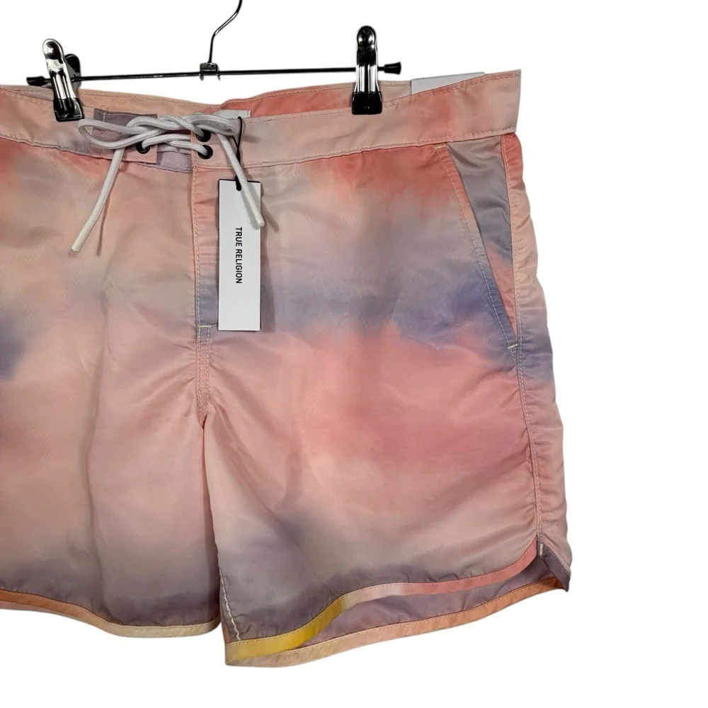 True Religion Pink Tie-Dye Board Shorts Size 33